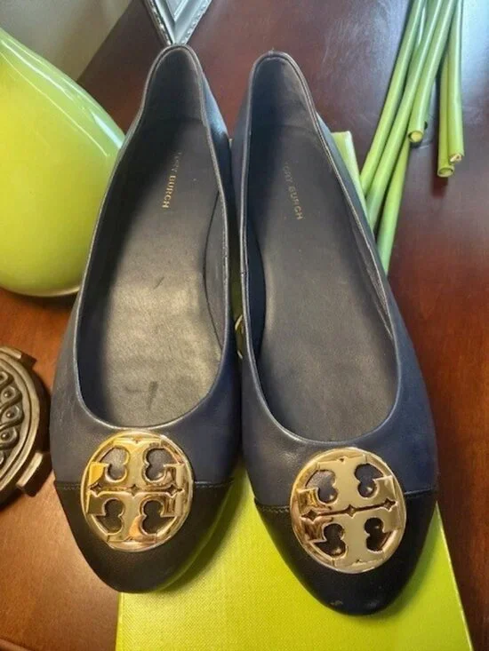 NWT TORY BURCH- CHELSEA CAP-TOE BALLET FLAT- Size: 7.5 Royal Navy - Picture 7 of 11